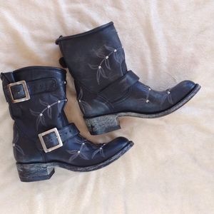 Old Gringo Studded Embroidered Dark Gray Cowboy Boots